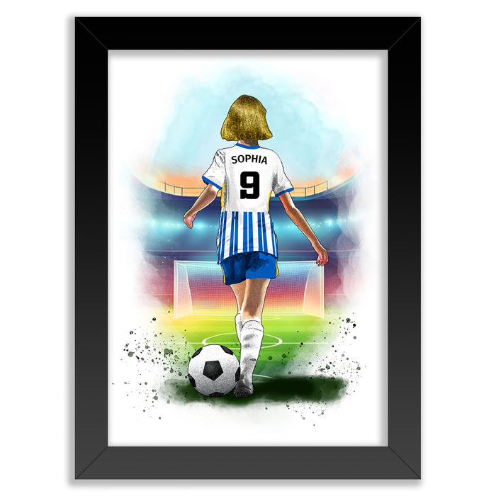 Personalised Girls Brighton Football Player | Girls Brighton Football Gifts | Football Gift For Girls | Christmas Gift