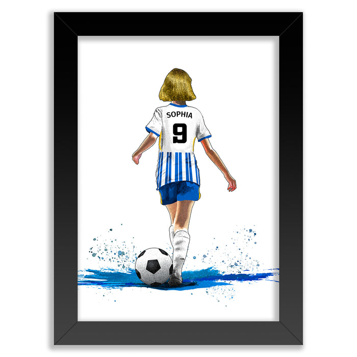Personalised Girls Brighton Football Player | Girls Brighton Football Gifts | Football Gift For Girls | Christmas Gift