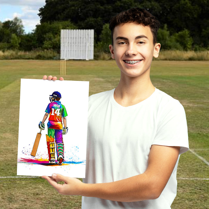 Personalised Cricket Player Gift | Cricket Gifts for Boys | Boy Cricket Poster | Cricket Wall Art