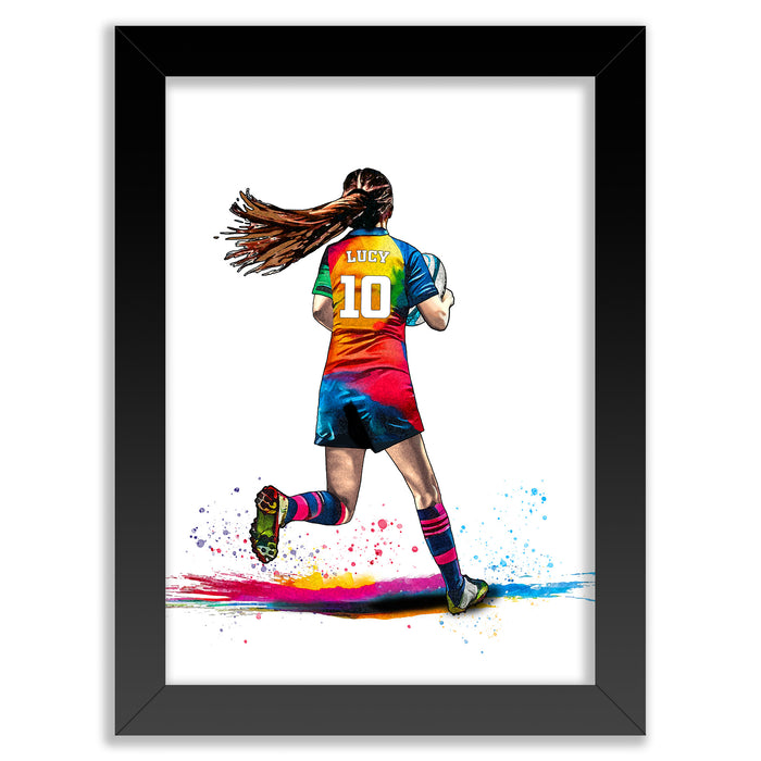 Personalised Girls Rugby Art Print | Rugby Gifts for Girls | Girls Rugby Gift | Girls Rugby Poster | Christmas Gift
