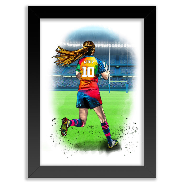 Personalised Girls Rugby Art Print | Rugby Gifts for Girls | Girls Rugby Gift | Girls Rugby Poster | Christmas Gift