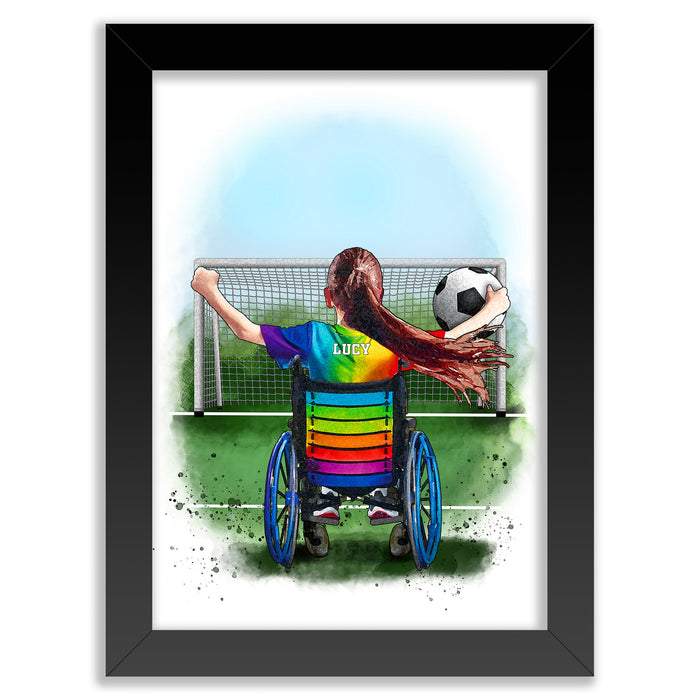 Personalised Wheelchair Football Gift | Wheelchair gifts for Girls | Football Wheelchair | Wheelchair Poster | Christmas Gift