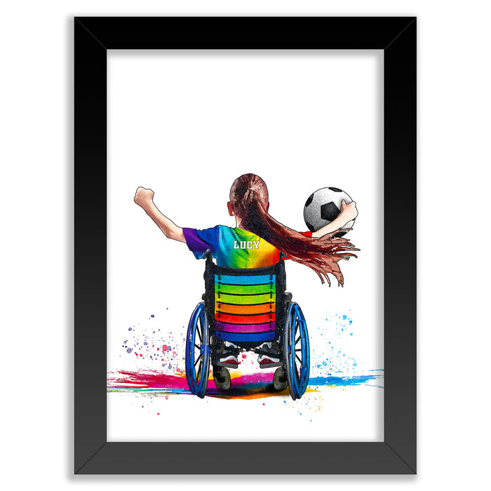 Personalised Wheelchair Football Gift | Wheelchair gifts for Girls | Football Wheelchair | Wheelchair Poster | Christmas Gift