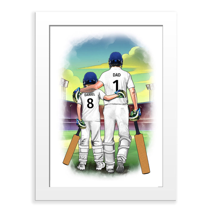 Personalised Father and Son Cricket Art Print