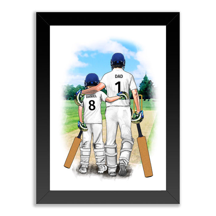 Personalised Father and Son Cricket Art Print