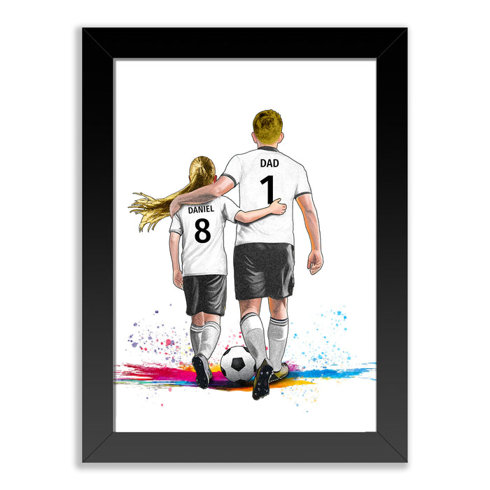 Personalised Father and Daughter Football Art Print