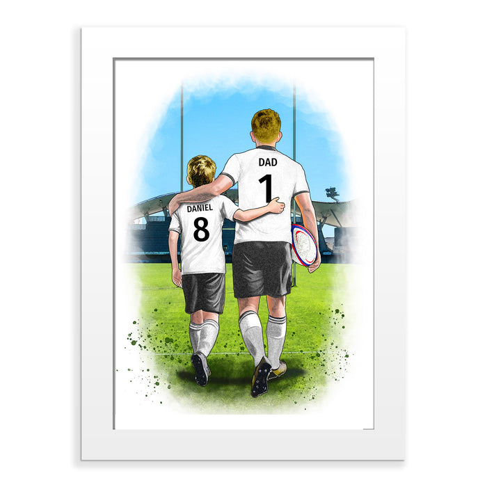 Personalised Father and Son Rugby Art Print