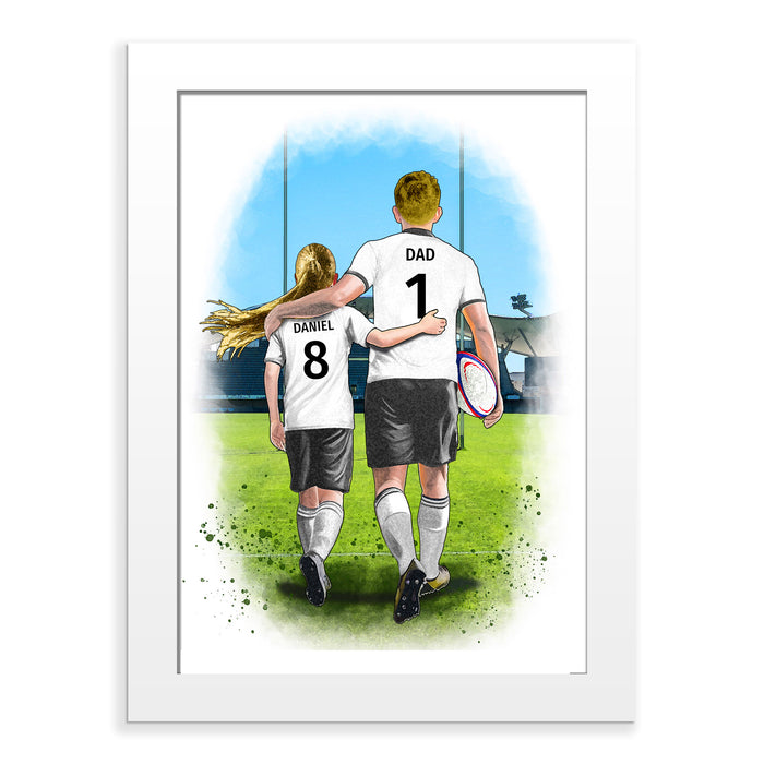 Personalised Father and Daughter Rugby Art Print