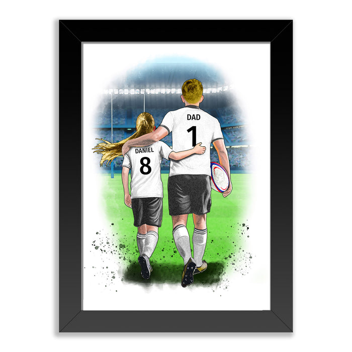 Personalised Father and Daughter Rugby Art Print