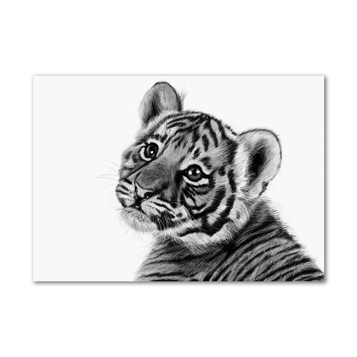 Baby Tiger Cub Wall Art Print | Black & White