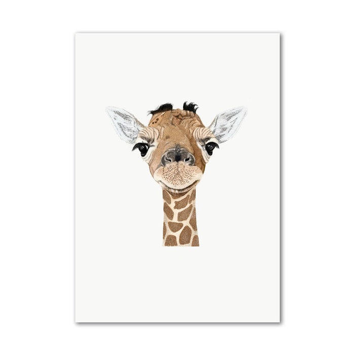 Baby Giraffe Wall Art Print hand drawn by Sheetal Toor