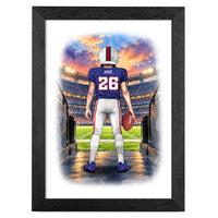 Personalised American Football Art Print for Boys