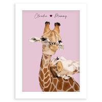 Giraffe and Baby Wall Art Print