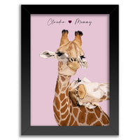 Giraffe and Baby Wall Art Print