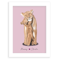 Lioness and Cub Wall Art Print