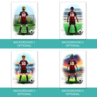Personalised AFC Bournemouth Football Art Print for Boys - Custom Portrait Gift