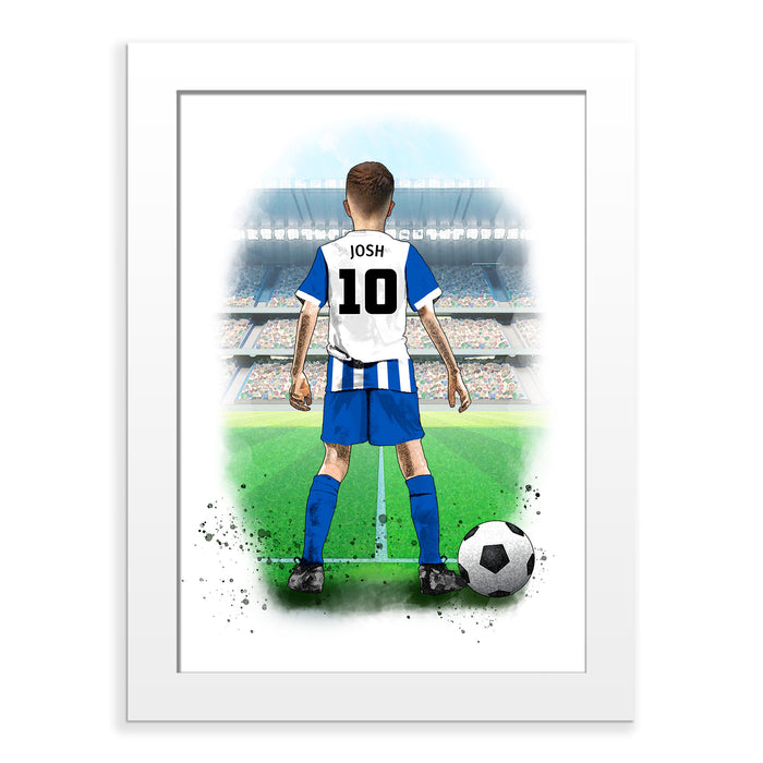 Personalised Brighton and Hove Albion Football Art Print for Boys - Custom Portait Gift