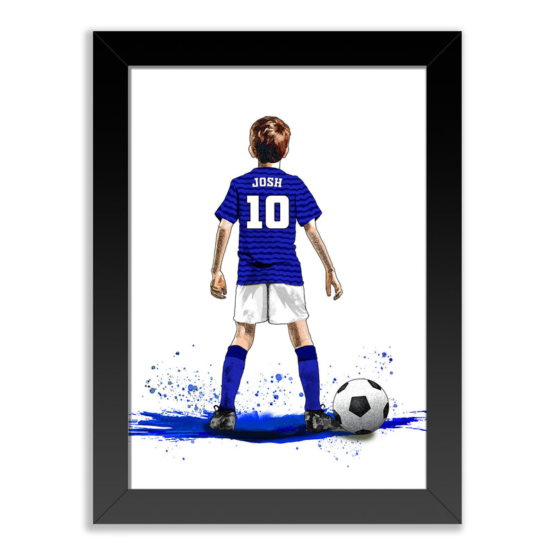 Personalised Everton Football Art Print for Boys - Custom Portrait Gift