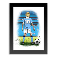 Personalised Manchester City Football Art Print for Boys - Custom Portrait Gift