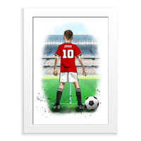 Personalised Manchester United Football Art Print for Boys - Custom Portrait