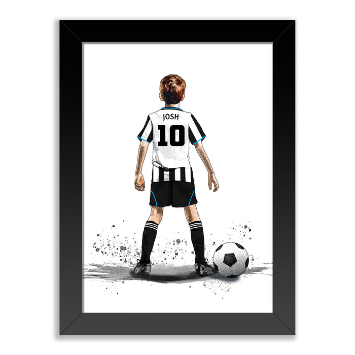 Personalised Newcastle Football Art Print for Boys - Custom Portrait Gift