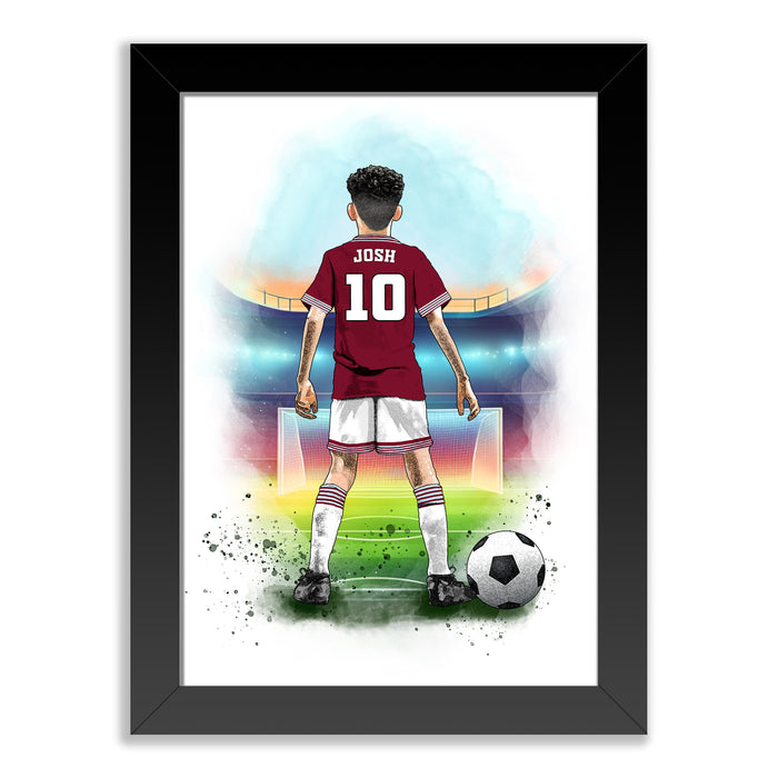 Personalised West Ham United Football Art Print for Boys - Custom Portrait Gift