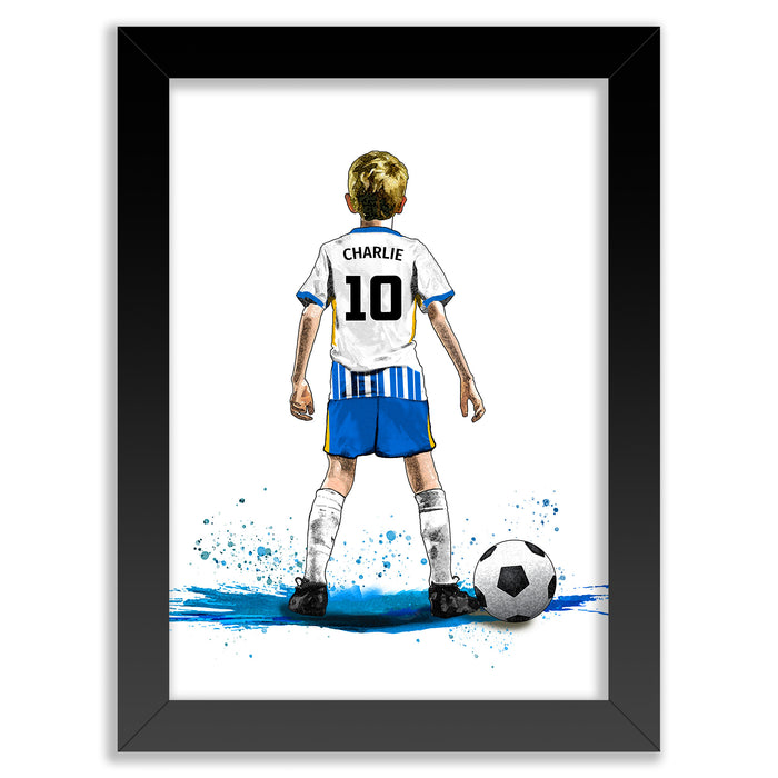 Personalised Brighton and Hove Albion Football Art Print for Boys