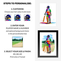 Personalised Cricket Player Gift | Cricket Gifts for Boys | Boy Cricket Poster | Cricket Wall Art