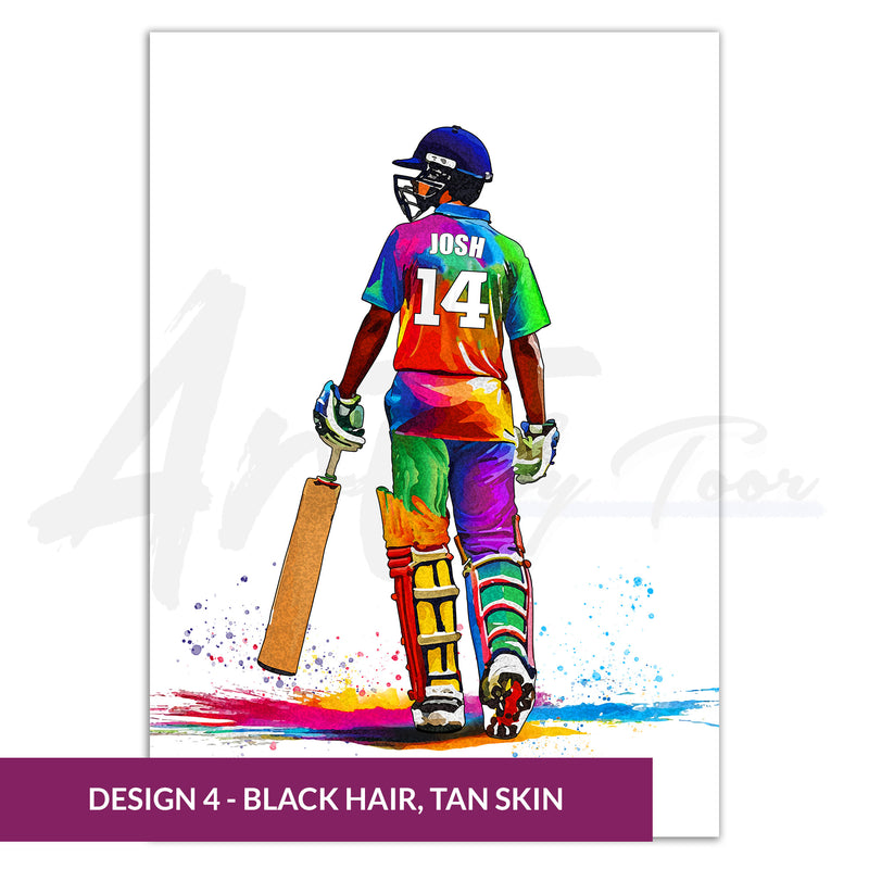 Personalised Cricket Player Gift | Cricket Gifts for Boys | Boy Cricket Poster | Cricket Wall Art