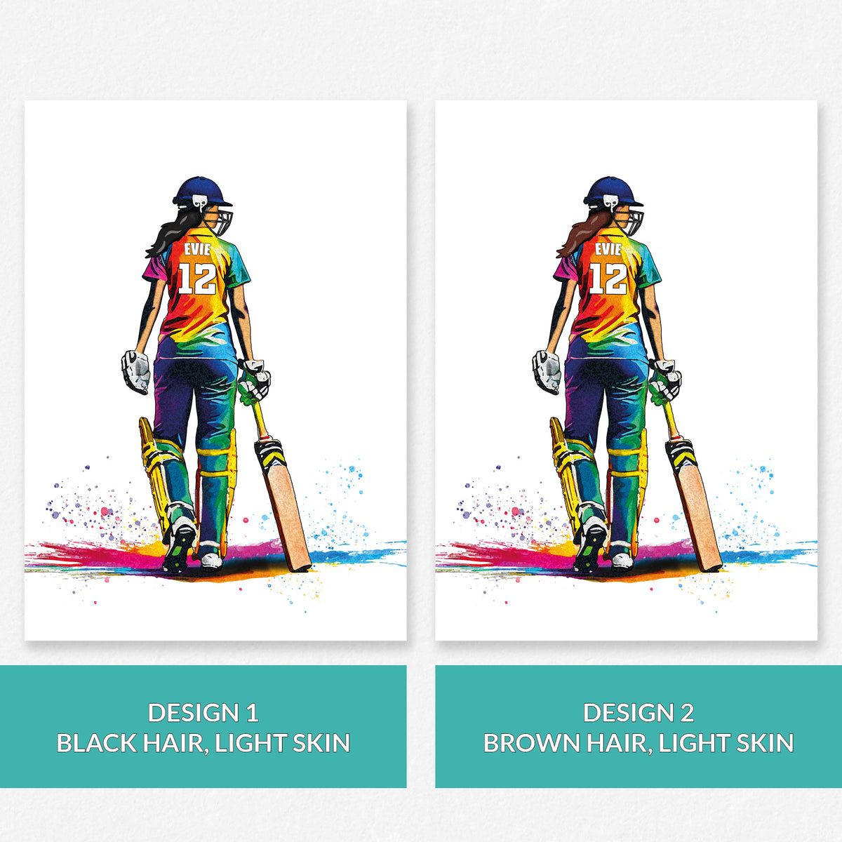 Girls Cricket Player | Cricket Girl | Personalised Cricket Player | Cricket Art Print | Cricket Gifts For Girls | Cricket Poster