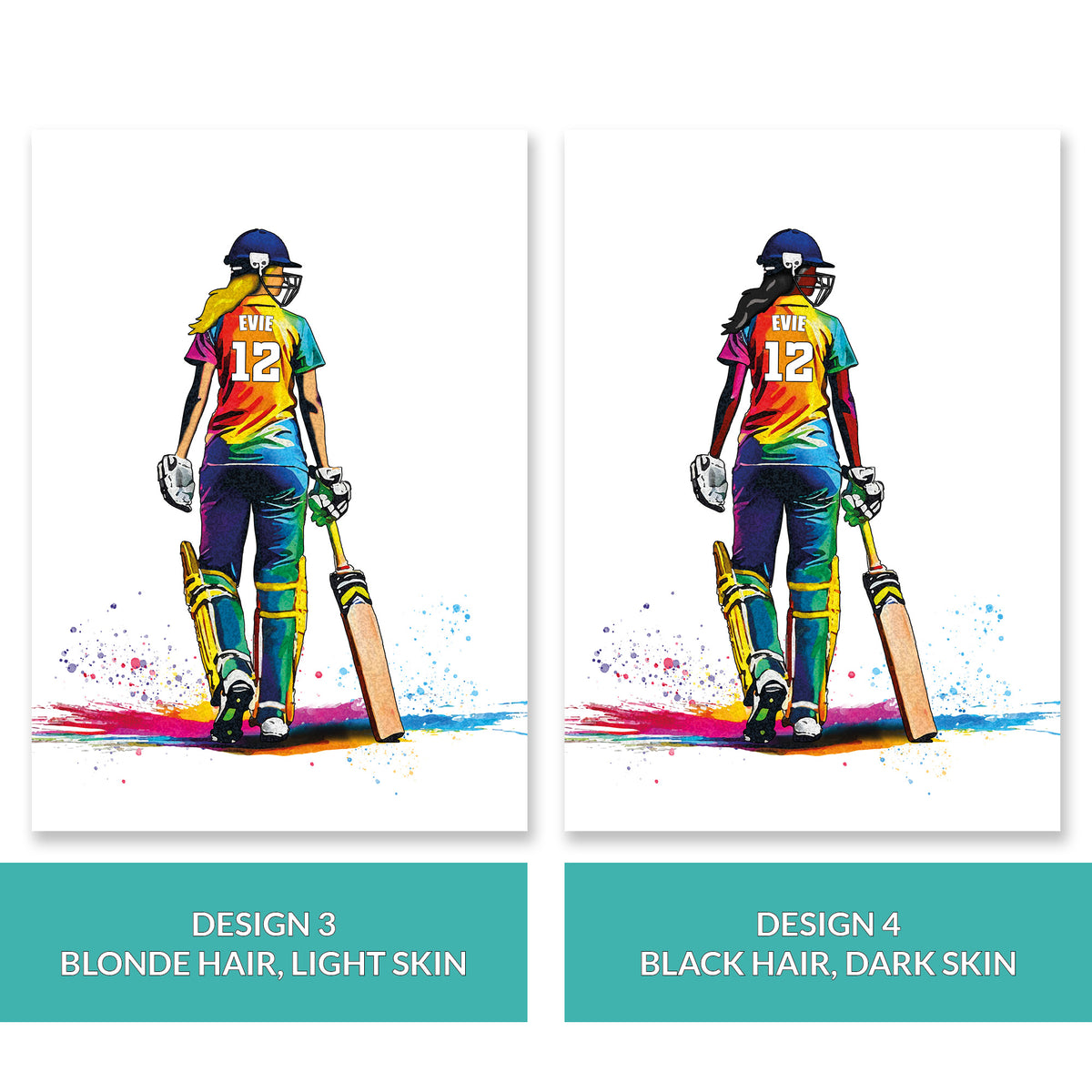 Girls Cricket Player | Cricket Girl | Personalised Cricket Player | Cricket Art Print | Cricket Gifts For Girls | Cricket Poster