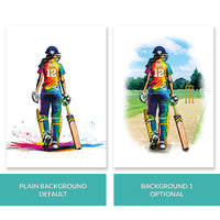 Girls Cricket Player | Cricket Girl | Personalised Cricket Player | Cricket Art Print | Cricket Gifts For Girls | Cricket Poster