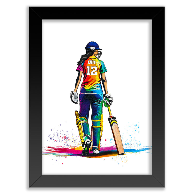 Girls Cricket Player | Cricket Girl | Personalised Cricket Player | Cricket Art Print | Cricket Gifts For Girls | Cricket Poster