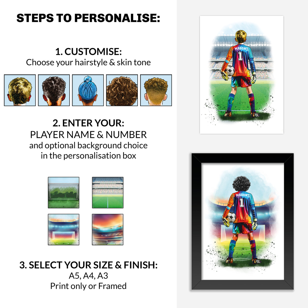 Personalised Goalkeeper Wall Art Print | Football Gifts for Boys | Goalkeeper Poster | Football Room Decor