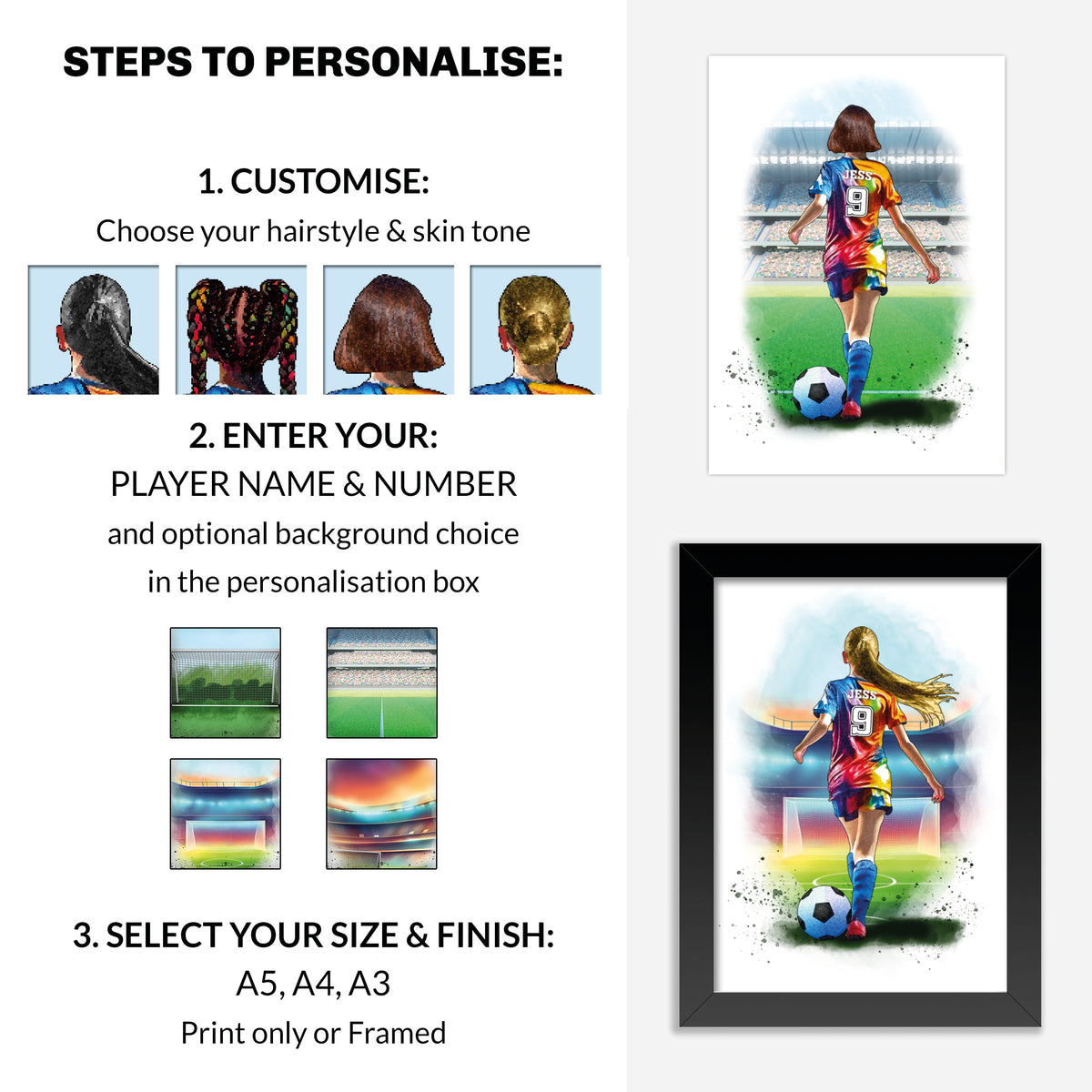 Personalised Girl Football Player | Girls Football Gifts | Football Gift For Girls | Christmas Gift