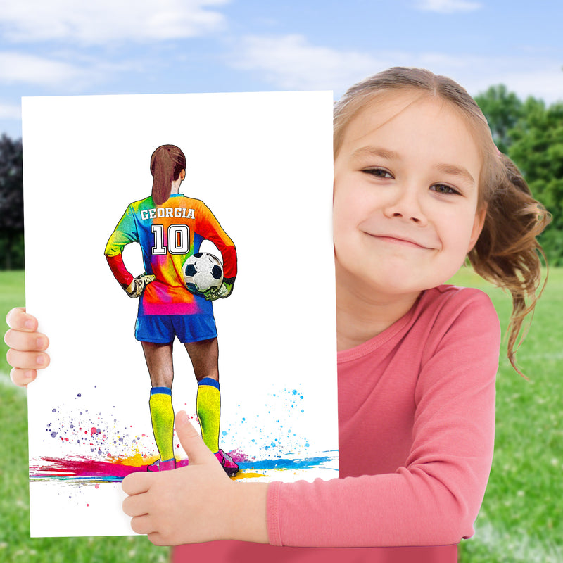 Personalised Girl Goalkeeper Gift | Football Gifts for Girls | Girl Football Poster | Football Fan Wall Art | Christmas Gift