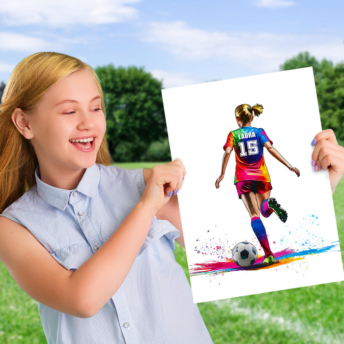 Personalised Girl Football Player | Girls Football Gifts | Football Gift For Girls | Womens Football
