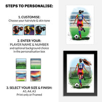 Personalised Girl Football Player | Girls Football Gifts | Football Gift For Girls | Womens Football