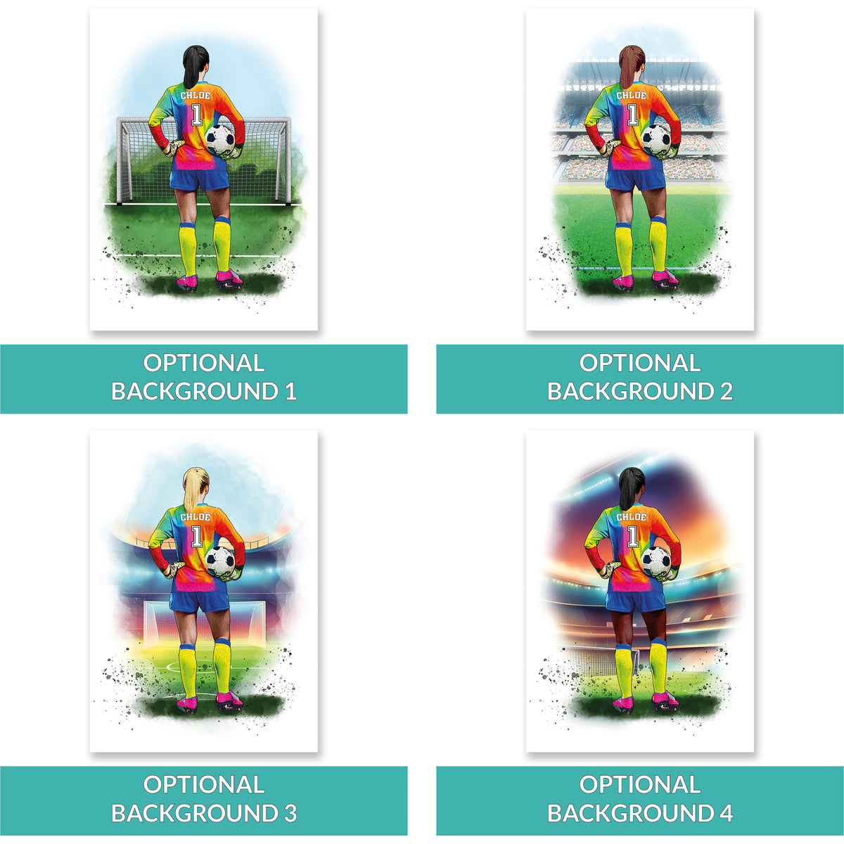 Personalised Girl Goalkeeper Gift | Football Gifts for Girls | Girl Football Poster | Football Fan Wall Art | Christmas Gift