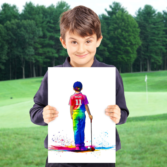 Personalised Golf Gifts | Golf Gifts for Boys | Boy Golf Poster | Boy Golfer