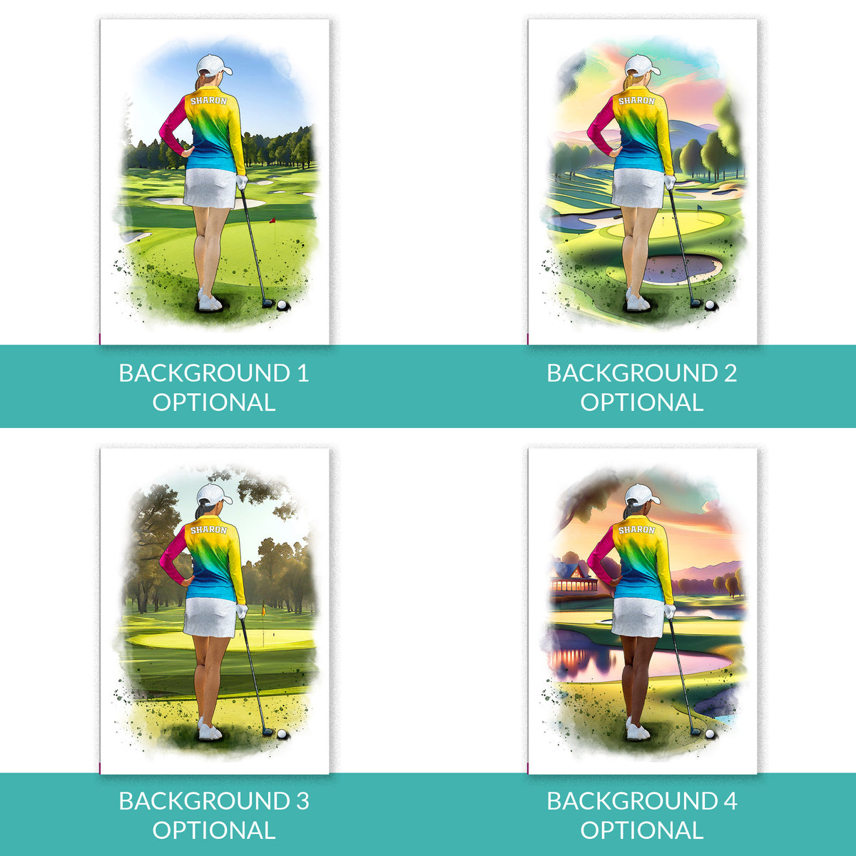 Personalised Womens Golf Wall Art Print