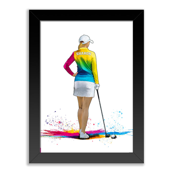 Personalised Womens Golf Wall Art Print