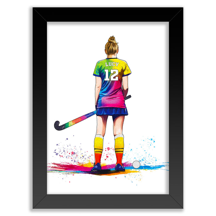 Personalised Girl Field Hockey Player | Girls Hockey Gifts | Hockey Gift For Girls | Womens Field Hockey - Art by Toor