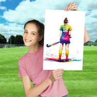 Personalised Girl Field Hockey Player | Girls Hockey Gifts | Hockey Gift For Girls | Womens Field Hockey - Art by Toor