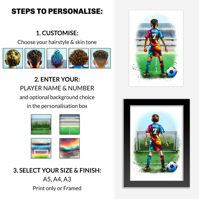 Personalised Football Player Gift | Football Gifts for Boys | Boy Football Poster | Football Wall Art | Christmas Gift