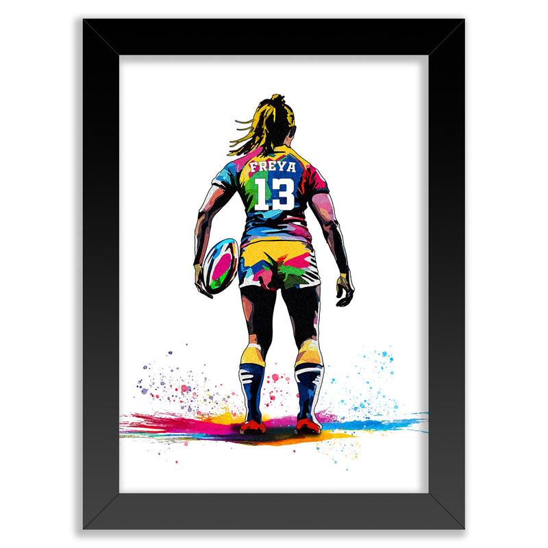 Personalised Girls Rugby Art Print | Female Rugby Player | Rugby Gifts for Girls | Women's Rugby Gift | Christmas Gift