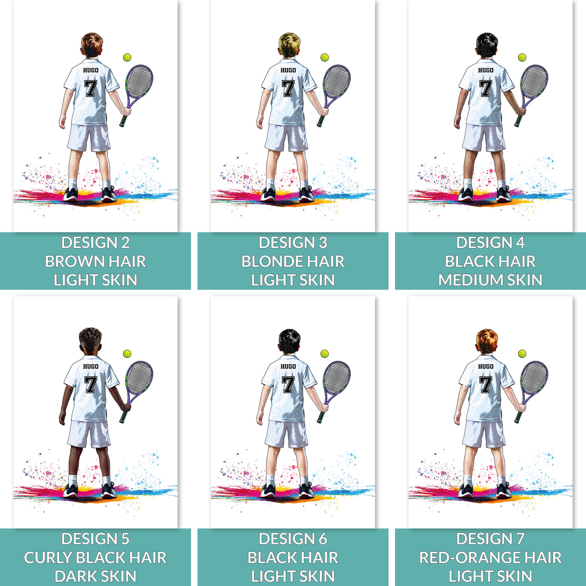 Personalised Boy Tennis Player Art Print