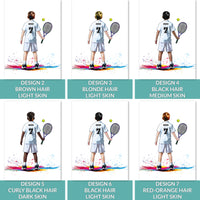 Personalised Boy Tennis Player Art Print