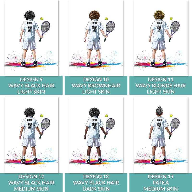 Personalised Boy Tennis Player Art Print