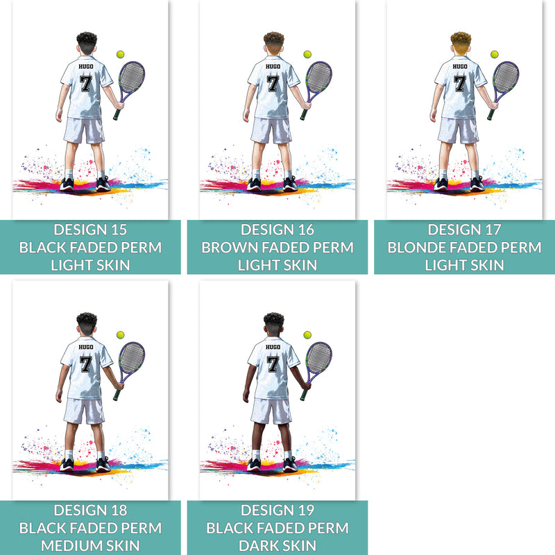 Personalised Boy Tennis Player Art Print